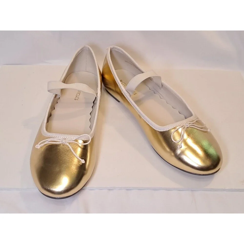 J.Crew CrewcutsGirls Strappy Ballet Flats Golden Honey Gold BT667 EUC  Size 5